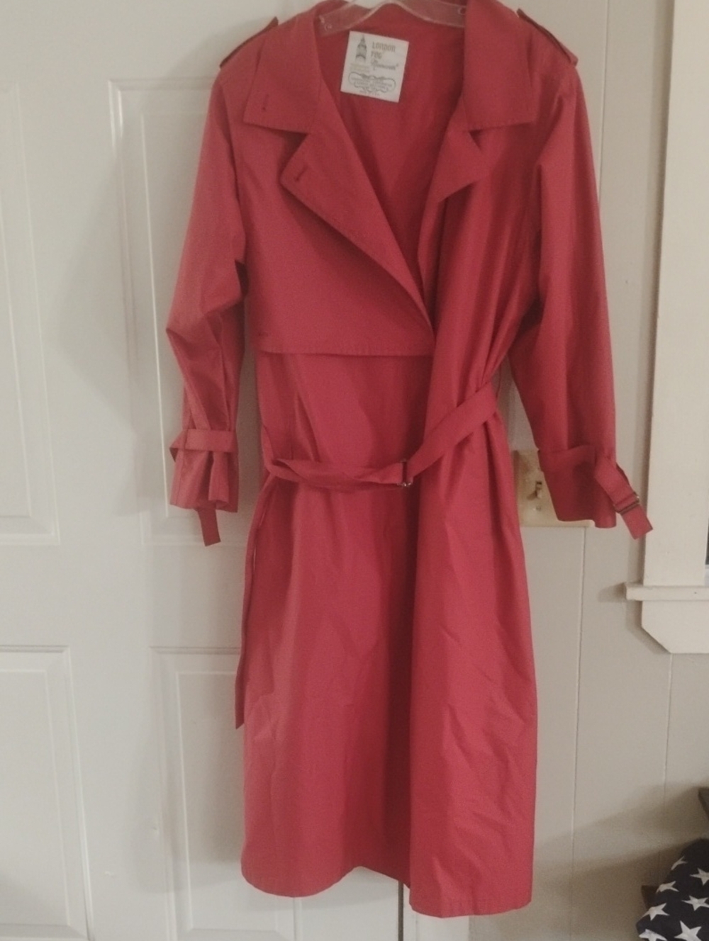 Vintage London Fog Red Trench Coat Made In USA